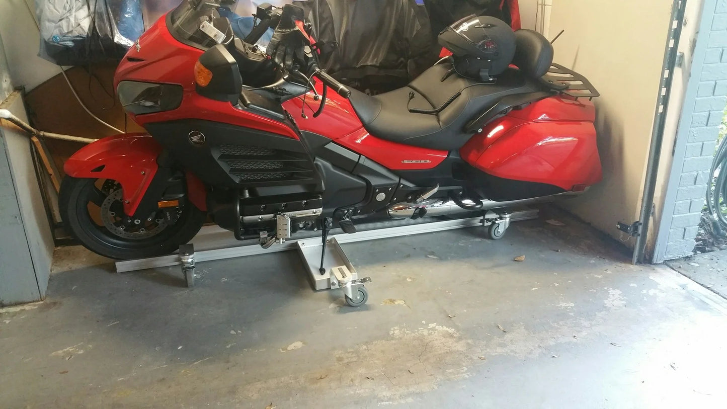 Black Widow Professional Aluminum Motorcycle Dolly | Model BW-PRO-DOLLY | Track Length 89" | Capacity 1,500 lb | For Street, Touring & Cruiser Motorcycles