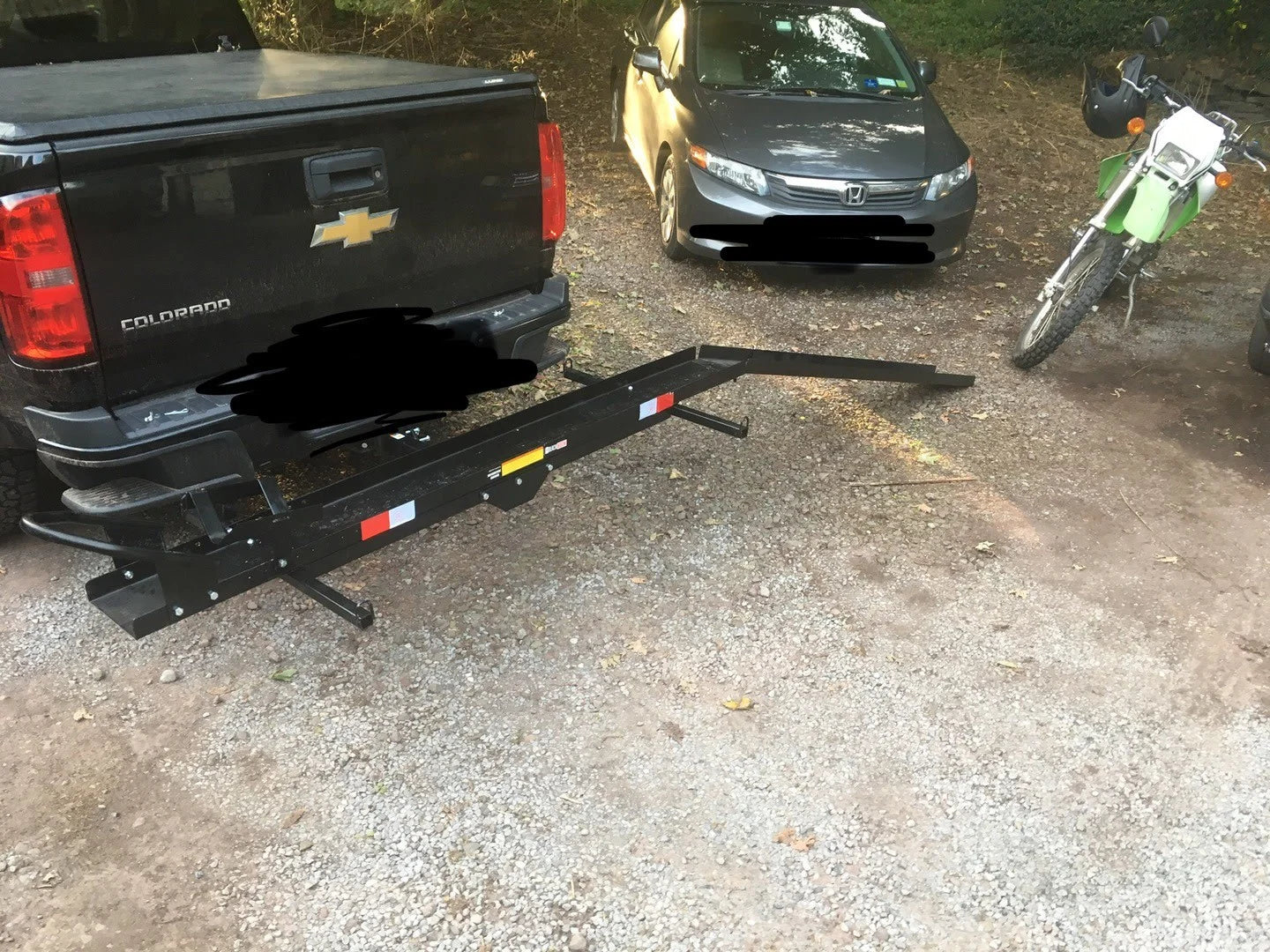 Black Widow Heavy Duty Motorcycle Carrier | Model MCC-600 | Track Size 79" x 7.75" | Capacity 600 lb | For Class III & IV Hitches