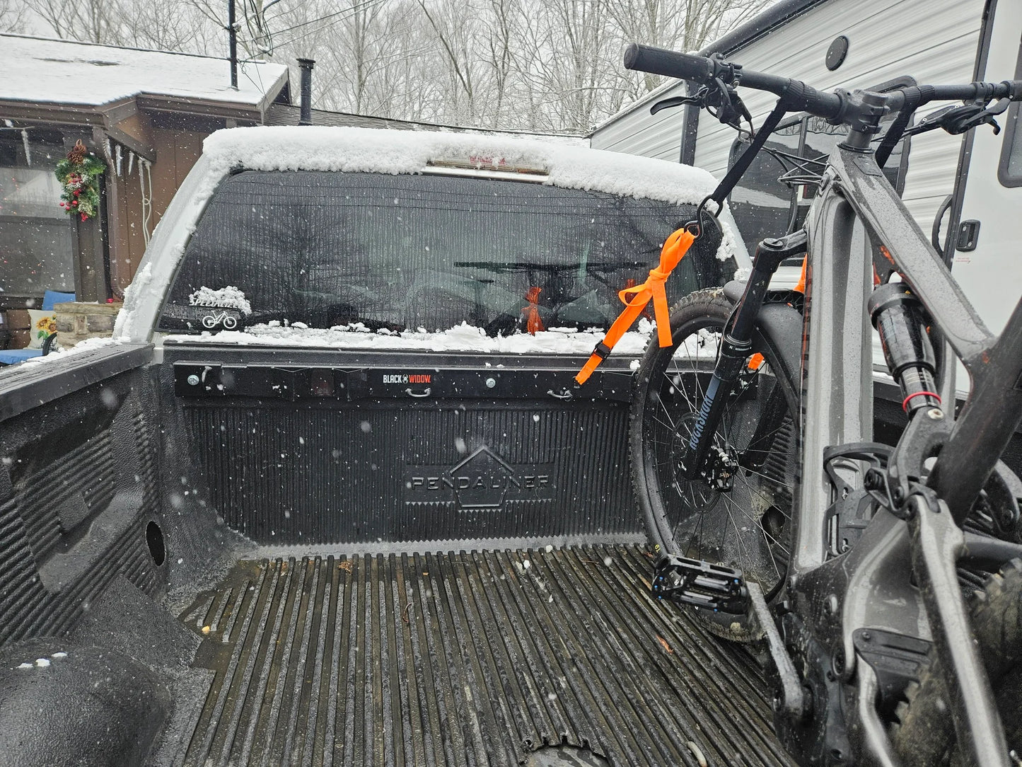 Black Widow Motorcycle Tie-Down Rack for Pickups | Model MC-BEDRACK-V2 | Width Up To 73" | Secures 2 Bikes | For Street, Cruiser & Dirt Bikes