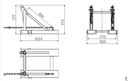 Landy Attachments Parrot Beak Double Drum Lifter | Width 40" | 8-30+ GPM | For Forklifts