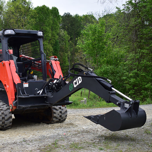 CID X-Treme Swing Arm Backhoe Attachment | Bucket Width 8", 12", 16", 20" & 24" inches | Horsepower 50 HP | For Skid Steer