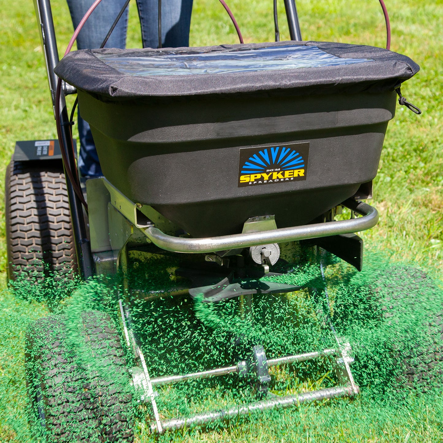 Spyker Ride-On Spreader w/ Honda Engine | Hopper Capacity 120 lb | 4.4 HP | Spread Width 12' | Hydrostatic Rear-Wheel Drive