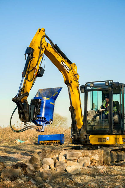 AUGER TORQUE CONE CRUSHER BUCKET WITH ROTATING CONE FOR EXCAVATOR, BACKHOE & SKID-STEER