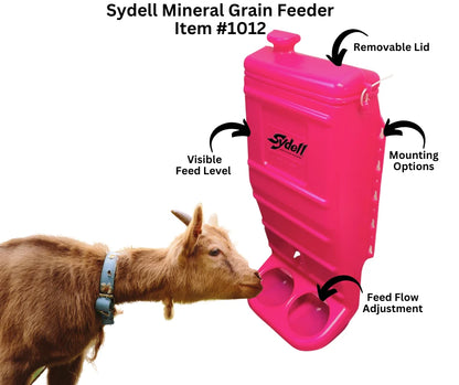 Sydell Pink Poly Mineral & Grain Feeder | #1012 | Capacity 25 lb | For Sheep, Goats & Small Livestock