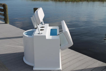 CM Marine Leaning Post Parts | Backrests & Storage Trays | Width 30”–34” | Fiberglass & Marine Vinyl | For Universal Boat