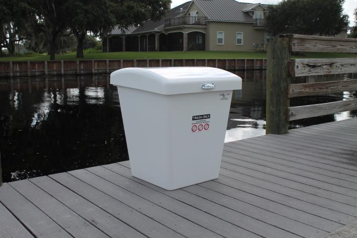 CM Marine Trash Container | Model TR40‑D | 40‑Gallon Capacity | TIG‑Welded Marine Aluminum | Universal Dock & Marina