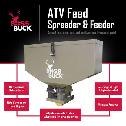 Boss Buck™ | ATV Broadcast Seeder/Spreader | Model BB-1.80 | Capacity 80 lb | 12V Power | Horsepower 15 To 50 HP | For ATV & UTV