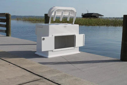 RIO MARINE CUSTOMS | Fiberglass Leaning Post with Cabinet | Model CMSFLP | 42" W x 24" D x 30" H | Stylish and Functional Seating | For 22' to 32' Feet Boats