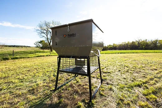 Radix Hunting Virtus 10 Feeder | Capacity 1,000 Lbs | Height 63" inches | Feed Distribution Range 240"-360" inches