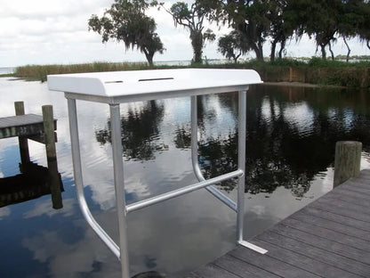 RIO MARINE CUSTOMS | Dock Overhang Fish Cleaning Table | Model SLFCS40-2 | 40" W x 23" D | Space-Saving Dock  | Universal Waterfront Dock