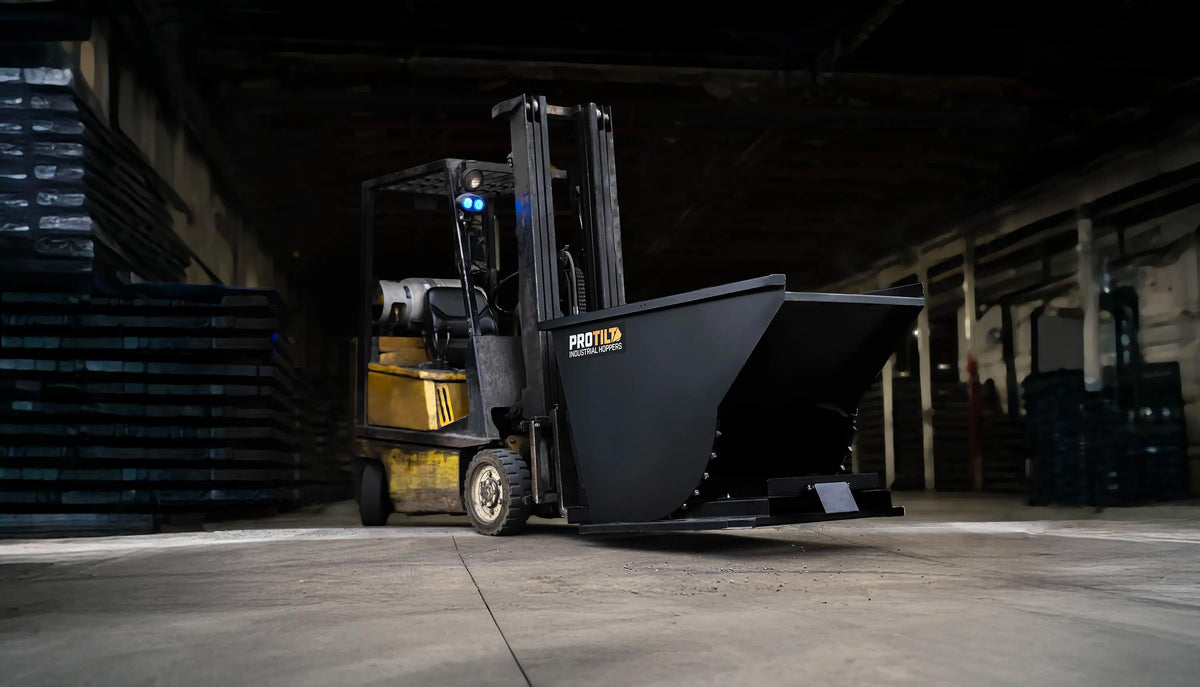 ProTilt Self-Dumping & Bump Release Hopper | Standard Duty | Volume Capacity 0.25 - 3.00 cu yd | Width 30" - 68" | For Fork Lifts