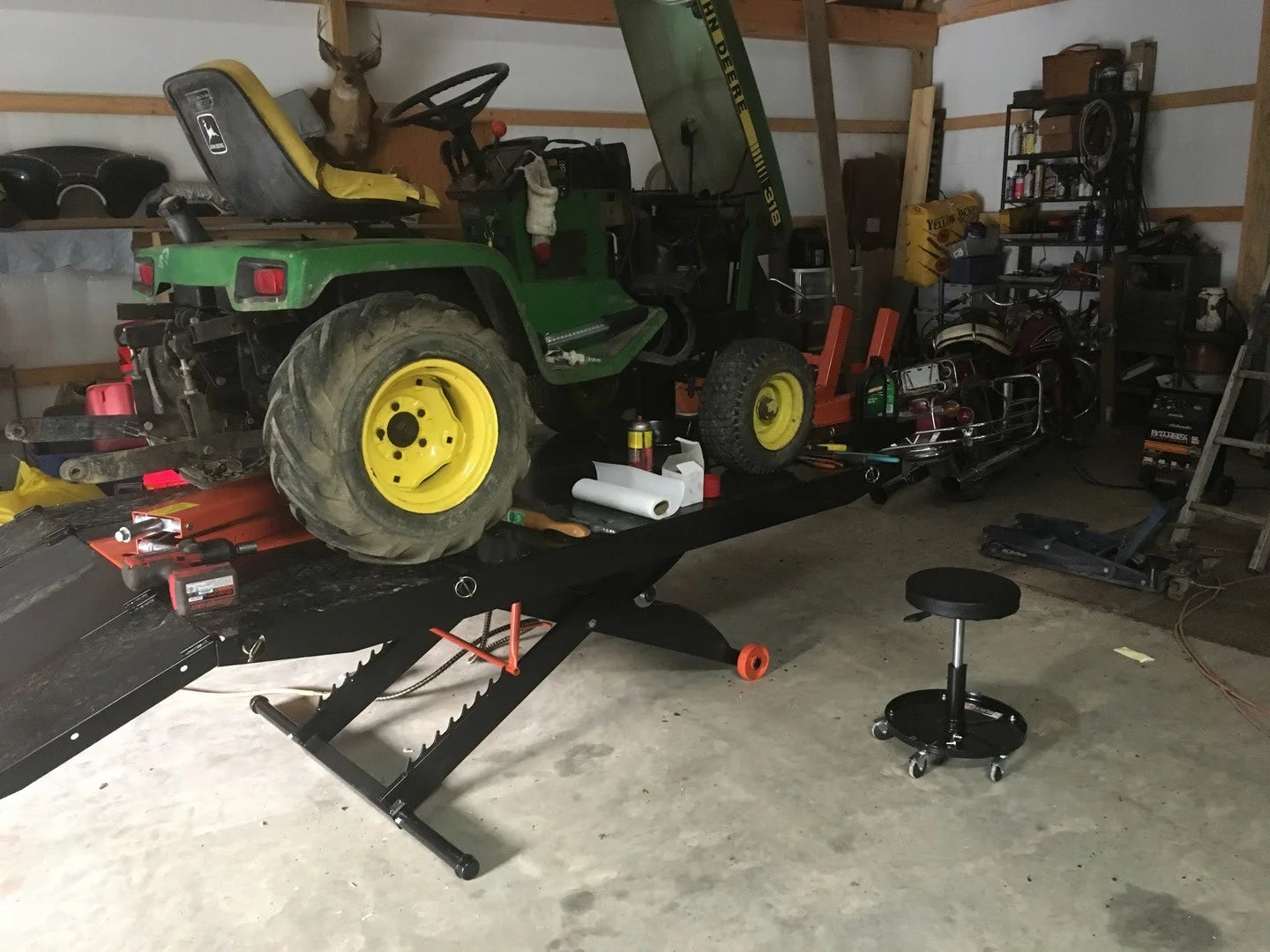 Black Widow Professional Motorcycle Shop Kit | Model BW-SK-P | Lift Table 105.5" x 24" | Capacity 1,500 lb | For Street, Touring & Cruiser Motorcycles