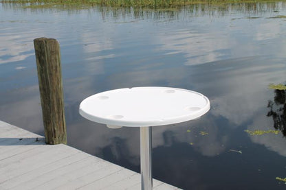 CM Marine Round Cockpit Table | Model RWRT31‑UNIT | 31" Diameter | 4 Cup Holders | Fiberglass Marine Cockpit Table