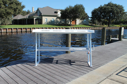 CM Marine Fillet Table | Model FCS96‑4 | Size 96" x 24" | 4‑Leg Overhang Design | TIG‑Welded Aluminum | Universal Dock Mount