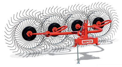 Befco Ground Driven Finger Wheel Rakes | Model RS2-02 To RS2-06 | Working Width 4'3" To 15'10" | Horsepower 16-80 HP | For Tractors