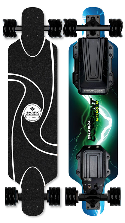 Shark Wheels Electric Recharge & Power Longboard | Wheel Size 80mm | Top Speed 17 -25 MPH | Range 7 - 20+ Miles