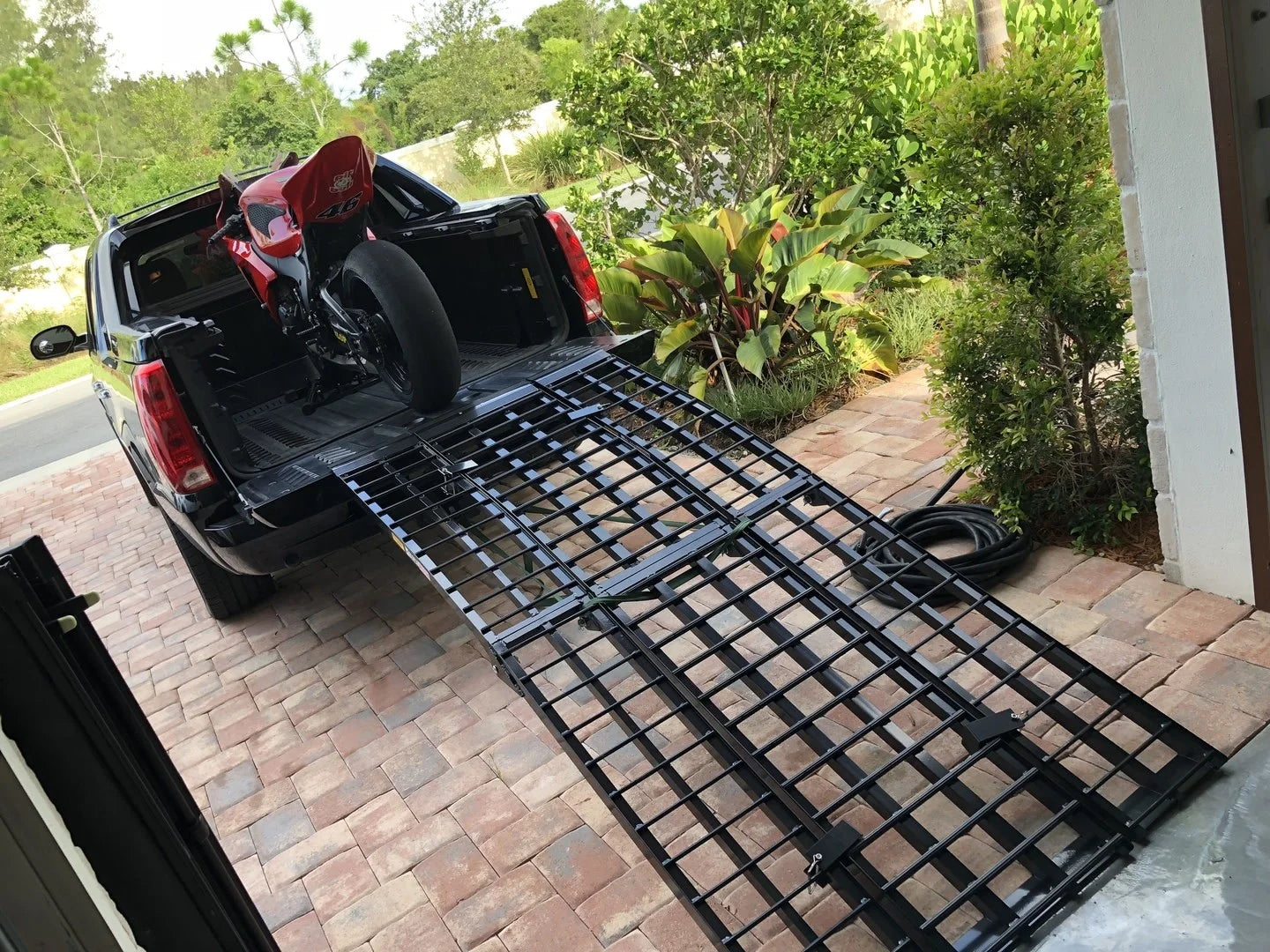 Black Widow 3-Piece Arched Folding Motorcycle Ramp | Model BW-9440-HD & BW-10840-HD| Width 40" | Length 7' 10" & 9' | Capacity 1,500 lb | Horsepower 4 To 90+ HP | For Motorcycles, Dirt Bikes, ATVs