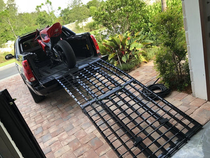 Black Widow 3-Piece Arched Folding Motorcycle Ramp | Model BW-9440-HD & BW-10840-HD| Width 40" | Length 7' 10" & 9' | Capacity 1,500 lb | Horsepower 4 To 90+ HP | For Motorcycles, Dirt Bikes, ATVs