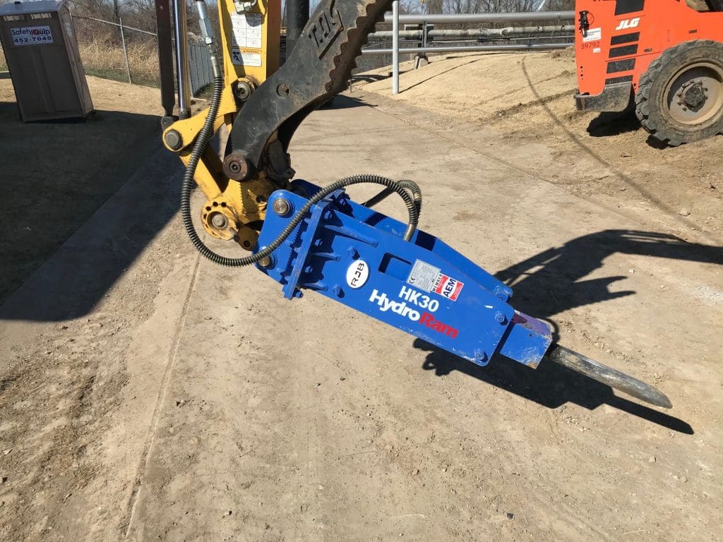 HydroRam HK30 Hydraulic Hammer | Overall Length 58.8" | For 2.8-4.2 Ton Mini Excavators