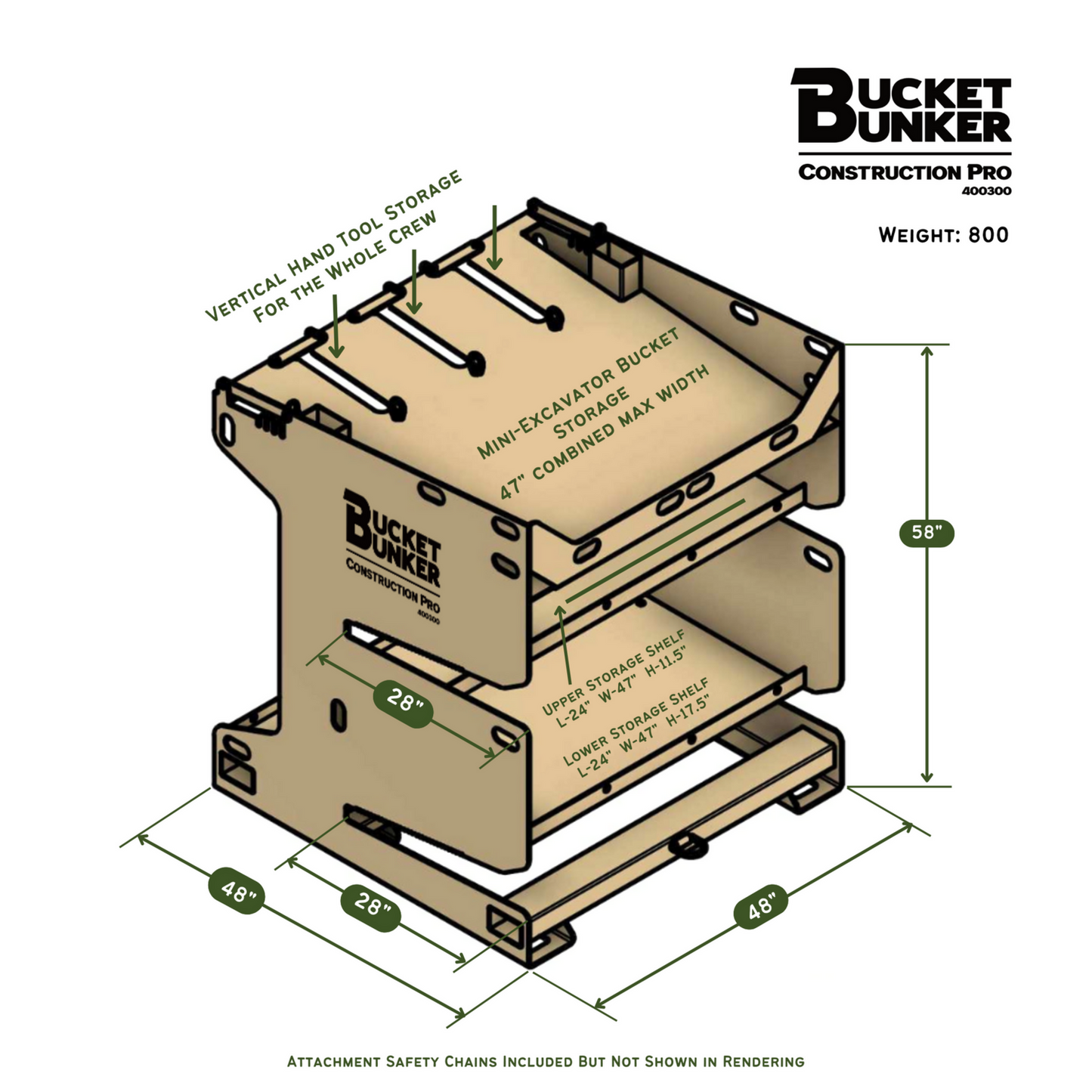 BUCKET BUNKER 400200 BUCKET BUNKER SSL GRAPPLE/CONTRUCTION/DEMO/AUGER LITE/AUGER PRO FOR SKID STEER