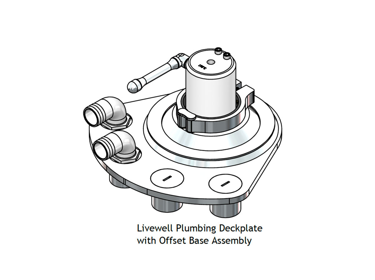 Wicked Well Livewell Plumbing Deckplate | Double Hookup | 1.5" NPS Ports | 0.5" Plate | For Marine Livewell & Release Marine Launcher