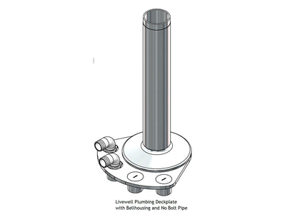 Wicked Well Livewell Plumbing Deckplate | Double Hookup | 1.5" NPS Ports | 0.5" Plate | For Marine Livewell & Release Marine Launcher
