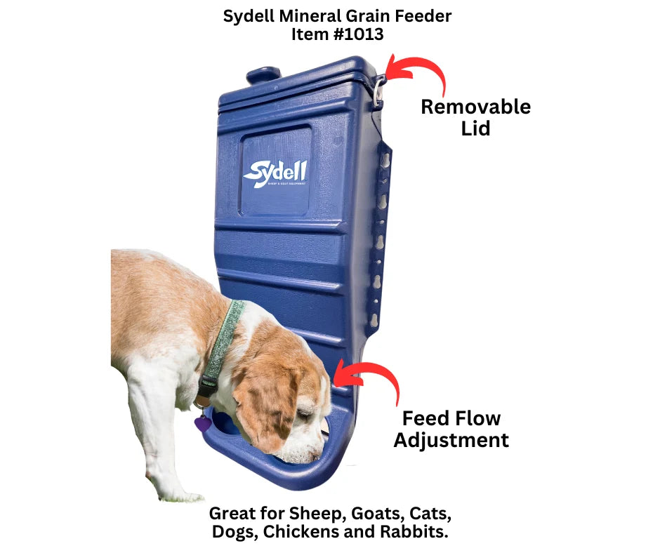 Sydell Blue Poly Mineral & Grain Feeder | #1013C / #1013 | 25 lb Capacity | For Sheep & Goat