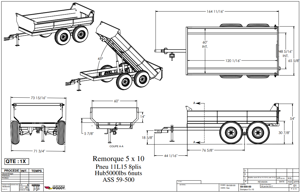 Woody Equipment Tilting Dump Trailer Model 510, 610, 612, 712, 814 & 816 | V Series | 35-100 HP | Pull Type | For Tractors