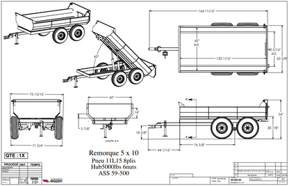 Woody Equipment Tilting Dump Trailer Model 510, 610, 612, 712, 814 & 816 | V Series | 35-100 HP | Pull Type | For Tractors