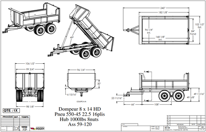 Woody Equipment Tilting Dump Trailer Model 510, 610, 612, 712, 814 & 816 | V Series | 35-100 HP | Pull Type | For Tractors