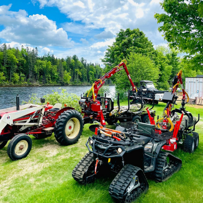 Woody Equipment 8' Forestry Trailer Model 8-52 with Log Loader 90 HD & 90 HD Plus | Included hydraulic Axle &  Grapple 28'' Hardox | For ATV / QUAD