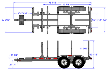 Woody Equipment 10′ Road Trailer Model 10-66 HV-R with Gooseneck Log Loader Model 115 HD & 130 HD | Pull Type | For Small Trucks & Tractors