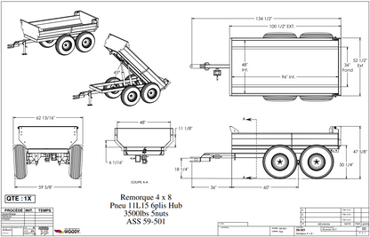 Woody Equipment Tilting Dump Trailer Model 407 & 408 V Series | 18-45 HP | Pull Type | For ATVs,  Side by Sides & Small Tractors