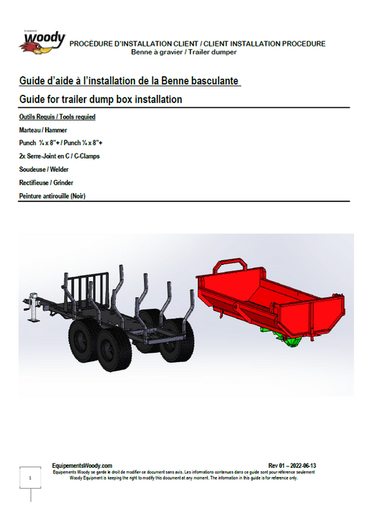 Woody Equipment  7' to 12' Hydraulic Gravel Bin | with Cylinder | For Trailer