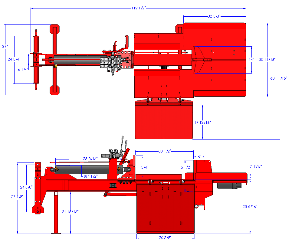 Woody Equipment Log Splitter 3 Point | Split Horizontally & Vertically | 20 Ton | Hydraulic Knife | Powered w/ Tractor Oil