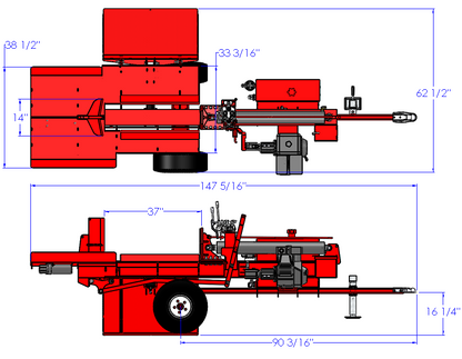 Woody Equipment 4-Way Wedge Standalone Log Splitter | Standard Series | Split Horizontally | 9 HP Honda Power