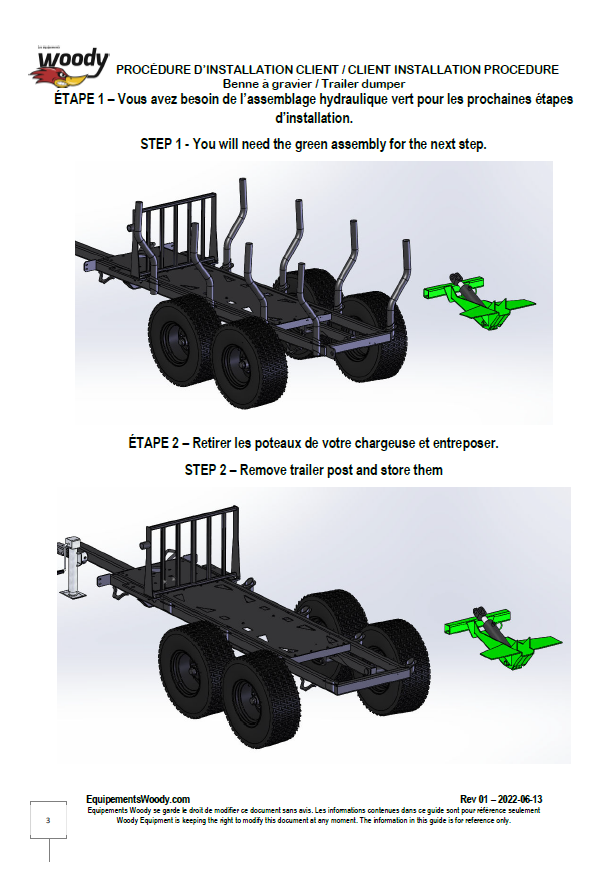 Woody Equipment  7' to 12' Hydraulic Gravel Bin | with Cylinder | For Trailer