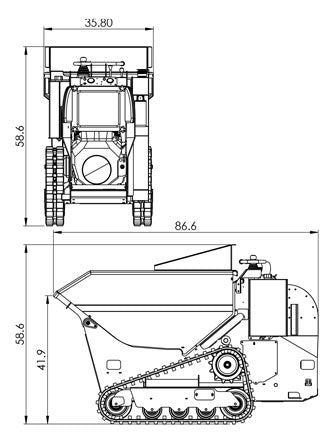 Baumalight Mini Dumper | Model DT515RH | Tracked | 22.1 HP Honda GX690 | 0.5 yd³ Liquid Capacity | 35.8" Width