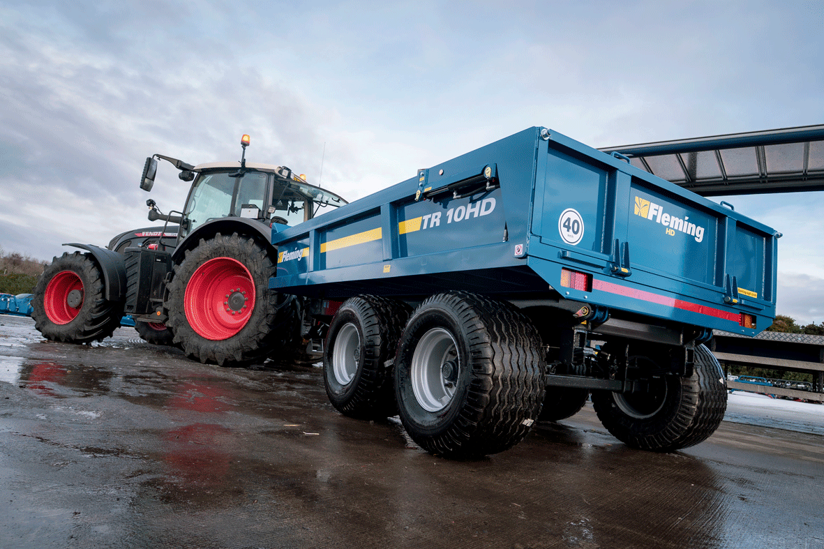 Fleming 8' Fleming TR10HD Dump Trailer | Width 96" | Capacity 10 Ton | 25-60 GPM | 40-60 HP | For Skid Steer, Tractor & Loaders