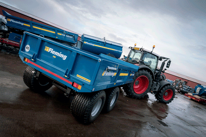 Fleming 8' Fleming TR10HD Dump Trailer | Width 96" | Capacity 10 Ton | 25-60 GPM | 40-60 HP | For Skid Steer, Tractor & Loaders