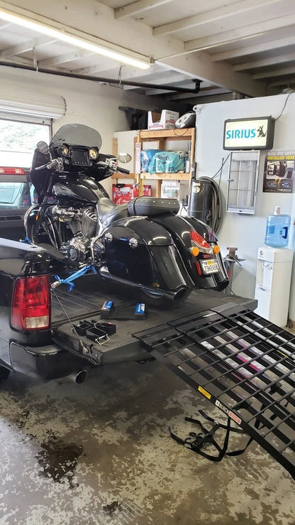 Black Widow 3-Piece Arched Folding Motorcycle Ramp | Model BW-9440-HD & BW-10840-HD| Width 40" | Length 7' 10" & 9' | Capacity 1,500 lb | Horsepower 4 To 90+ HP | For Motorcycles, Dirt Bikes, ATVs