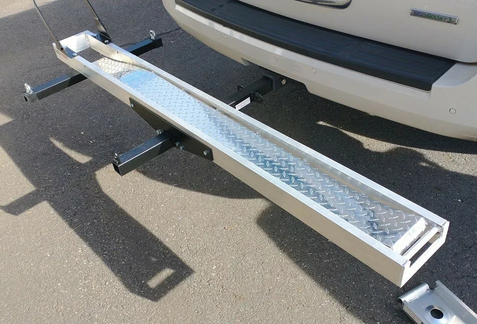 Black Widow Dirt Bike Carrier w/Chock | Model AMC-400-DLX | Track Size 75" | Capacity 400 lb | For Class III & IV 2" Hitch Motorcycles