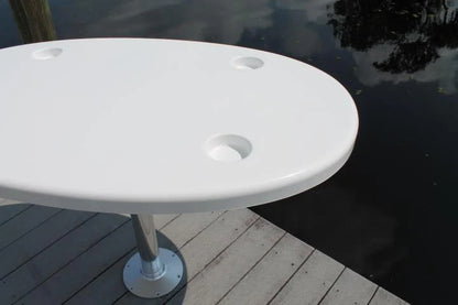 CM Marine Rough Water Oval Cockpit Table | Model RWOT47-UNIT | Size 47" x 29" x 2" | Hand‑Laid Fiberglass Marine Table | For Universal Cockpit & Deck