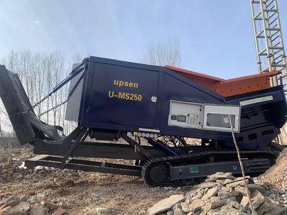 Upsen Mobile Compact Double-Shaft Shredder | Model U-MS250 | Hopper Size 1500 × 2800 mm | Engine Horsepower 210 HP