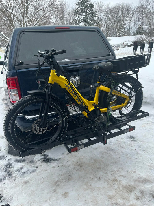 Black Widow Compact Dirt Bike Carrier | Model MCC-300 | Track Size 77" x 7" | Capacity 300 lb | For 2" Class III & IV Hitch Vehicles