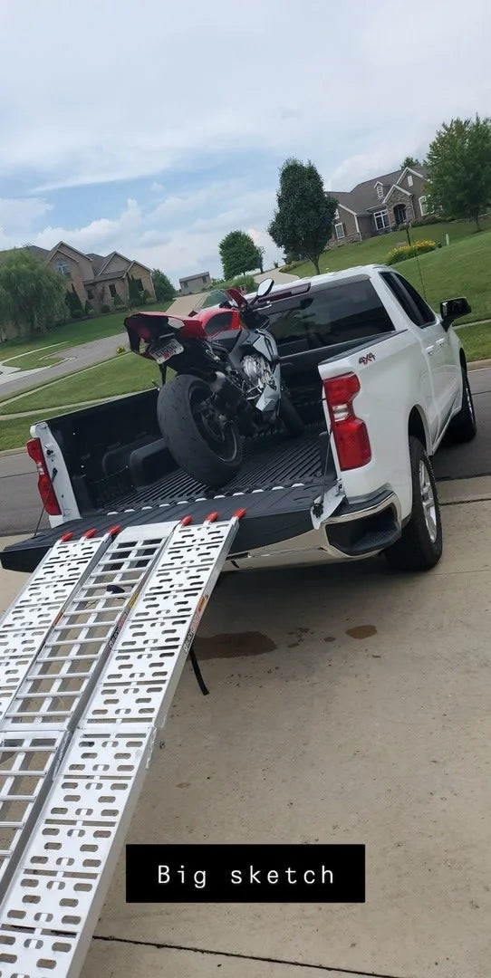 Black Widow 3-Piece Arched Folding Motorcycle Ramp | Model AF-9034-HD | Width 33-1/2" | Length 7' 5" | Capacity 1,500 lb | Horsepower 4 To 90+ HP | For Motorcycles, ATVs & Dirt Bikes