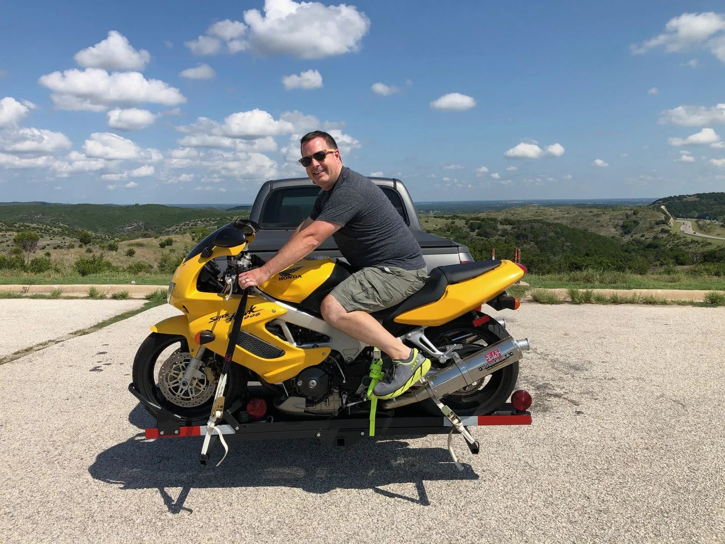 Black Widow Heavy Duty Motorcycle Carrier | Model MCC-600 | Track Size 79" x 7.75" | Capacity 600 lb | For Class III & IV Hitches