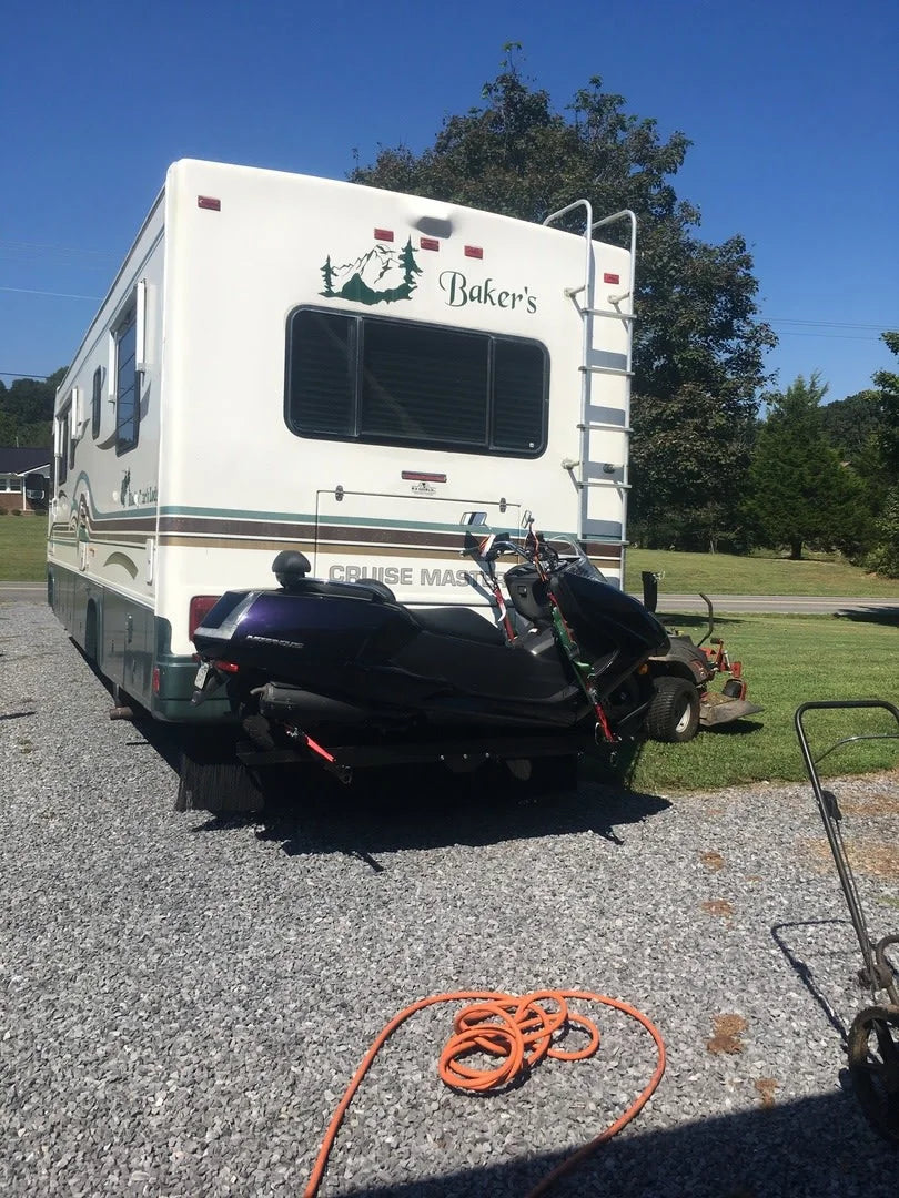Black Widow Heavy Duty Motorcycle Carrier | Model MCC-600 | Track Size 79" x 7.75" | Capacity 600 lb | For Class III & IV Hitches