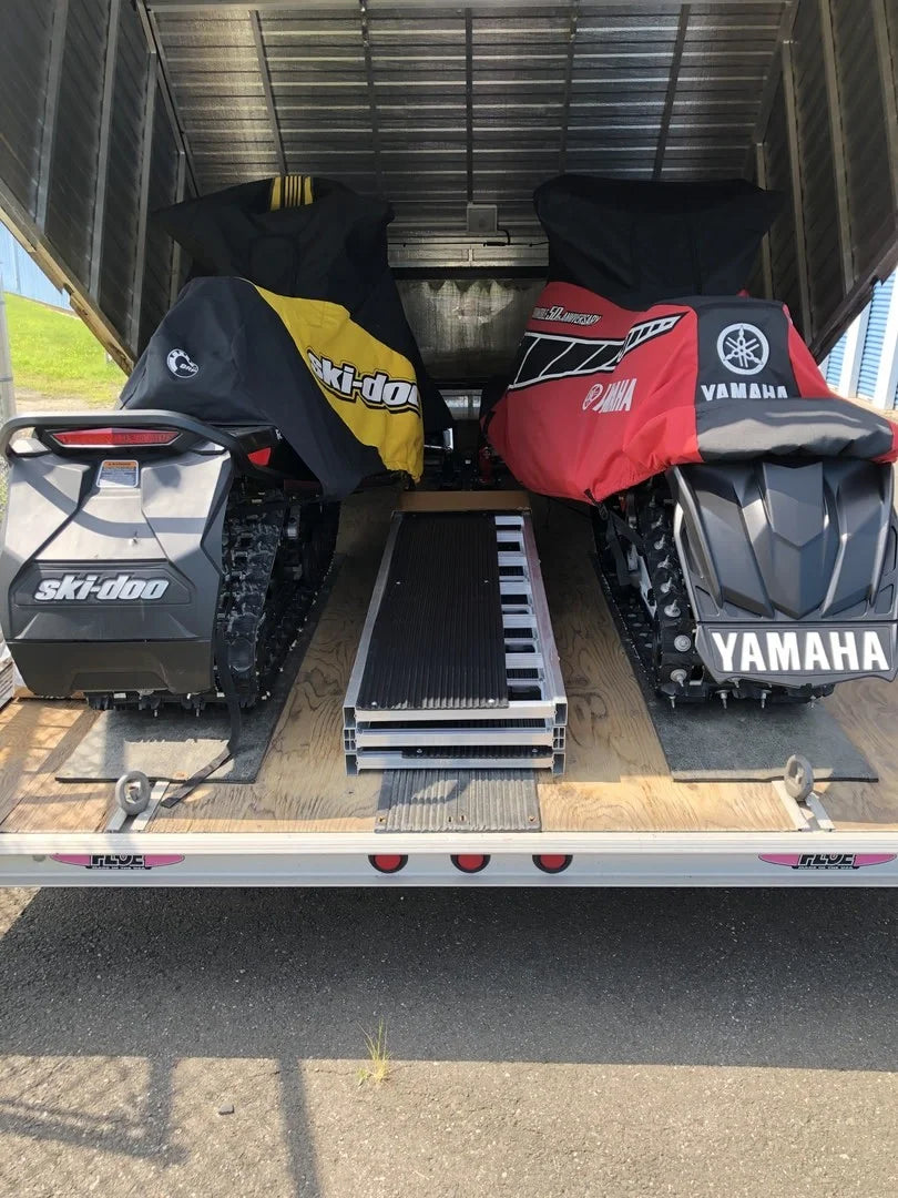 Black Widow Black Ice Folding Snowmobile Trailer Ramp System | Models SNO-6054 Series | Size 54" Wide | Capacity 1,500 lb | Horsepower 4 To 90+ HP | For Snowmobiles & Trailers