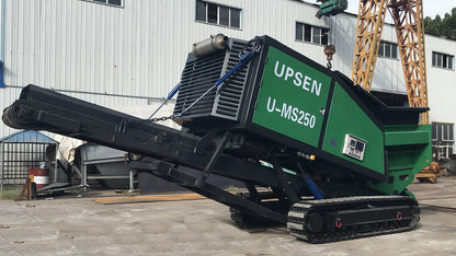 Upsen Mobile Compact Double-Shaft Shredder | Model U-MS250 | Hopper Size 1500 × 2800 mm | Engine Horsepower 210 HP